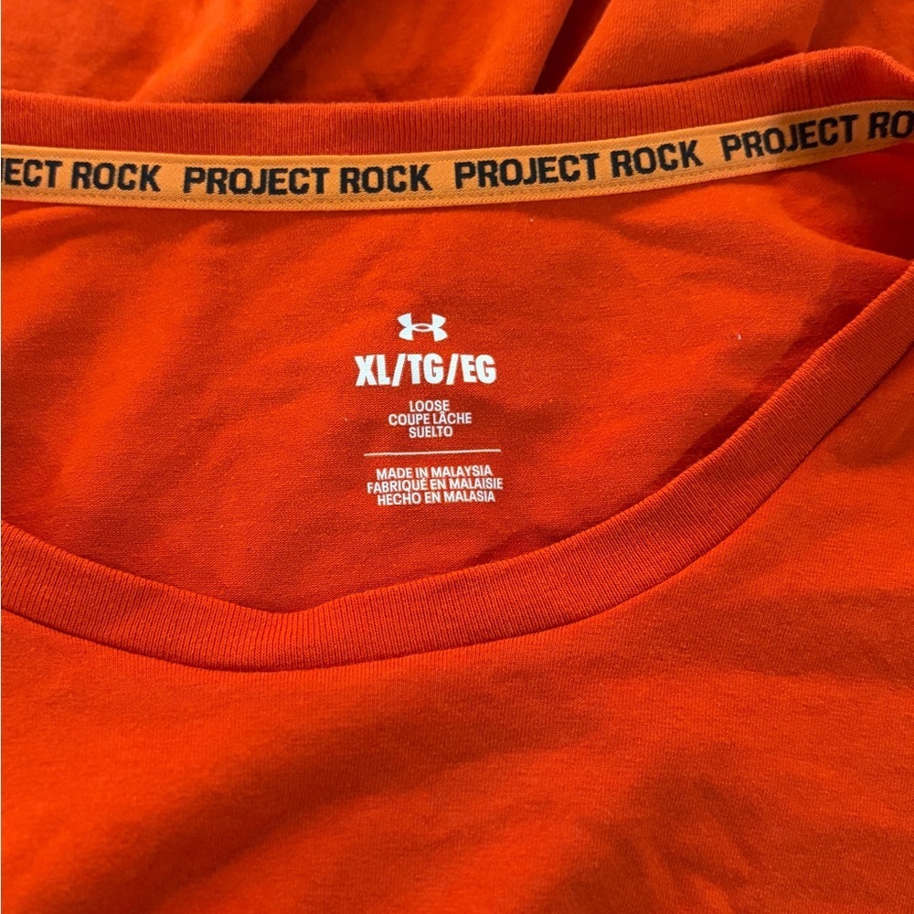 Men’s used size XL Veterans Day orange shirt project rock USA Under Arnour UA - Picture 2 of 4